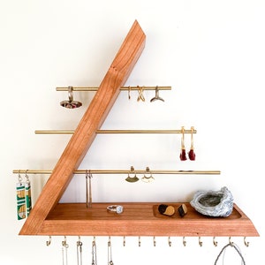 Cherry Jewelry Organizer, Wall Mounted, Floating Jewelry Holder for Necklace Earring, Bracelet and Ring, Gift for her