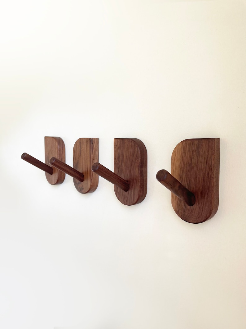 Mid-Century Modern Wall Hooks, Hardwood Peg Hanger for Coat, Bag, Hat and Accessories, Entryway Wall Hooks, Home Decor image 9