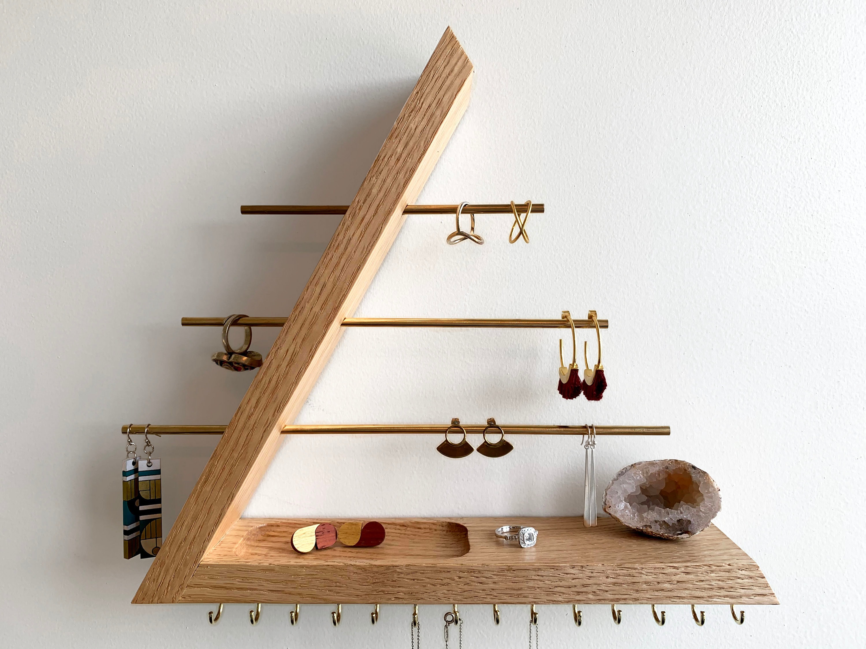 geneic Wooden Wall Mounted Jewelry Display Organizer Hook Holder for Necklace Earrings Ring Scarf Hangers Rack 