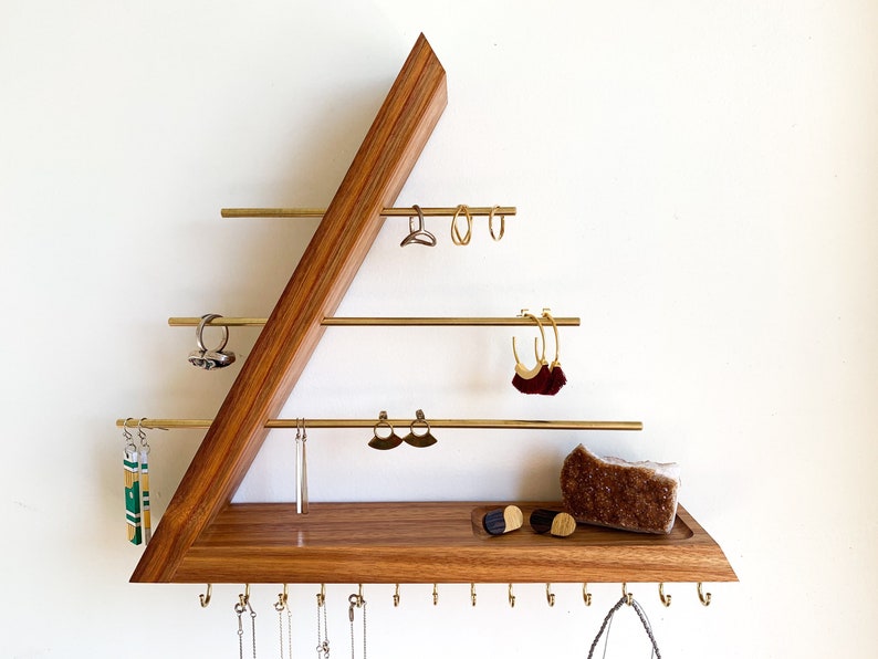 Wall Mounted Bracelet and Ring Exotic Canary Jewelry Organizer Gift for her Floating Jewelry Holder for Necklace Earring