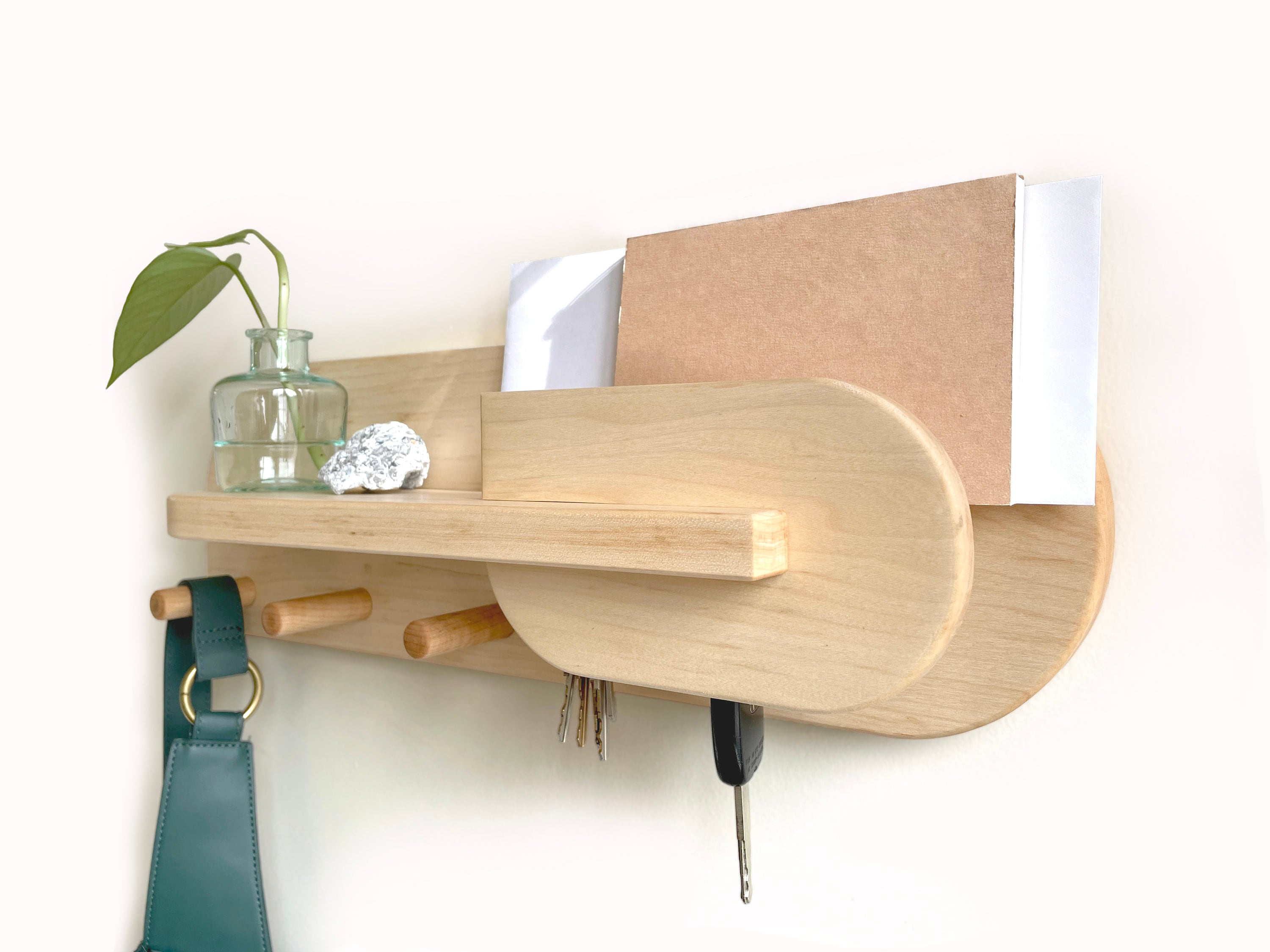 Hardwood Maple Entryway Organizer Wall Mount Coat Rack With | Etsy