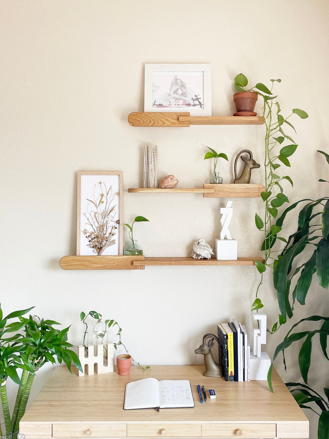 Hardwood Floating Shelf, Reversible Wall Shelves, Custom Wall Mount