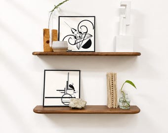 Solid Hardwood Floating Shelf, Modern Minimalist Wall Display, Custom Sizes Available