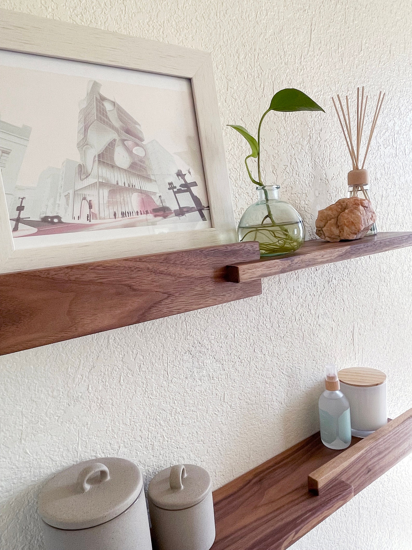 Hardwood Floating Shelf Modern Reversible Wall Shelves Etsy