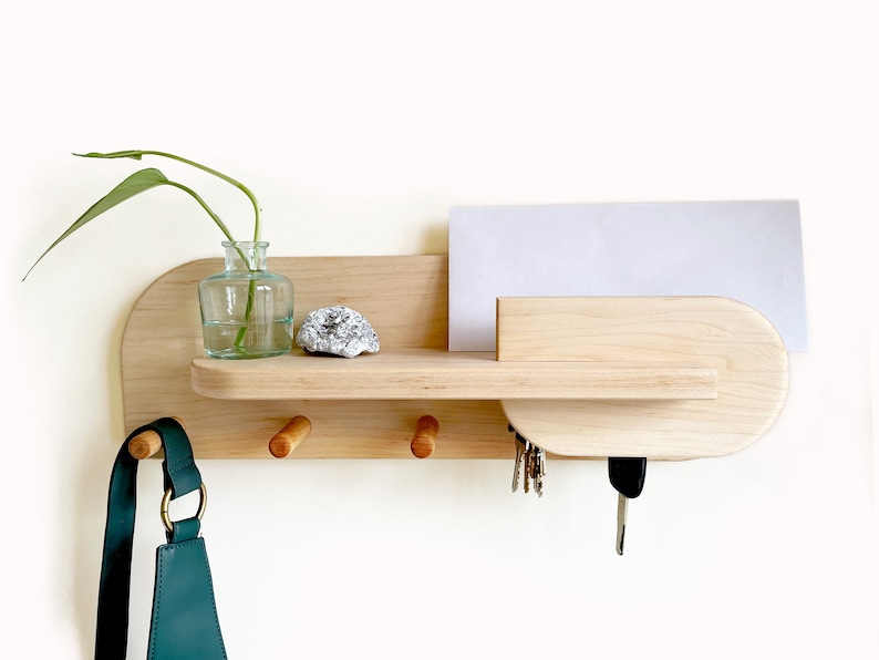 Hardwood Maple Entryway Organizer Wall Mount Coat Rack With - Etsy