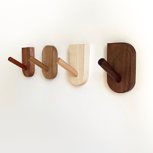 Mid-Century Modern Wall Hooks, Hardwood Peg Hanger for Coat, Bag, Hat and Accessories, Entryway Wall Hooks, Home Decor image 3