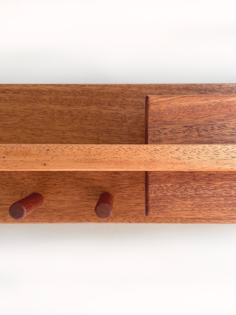 Exotic Mahogany Entryway Organizer Wall Mount Coat Rack With Etsy