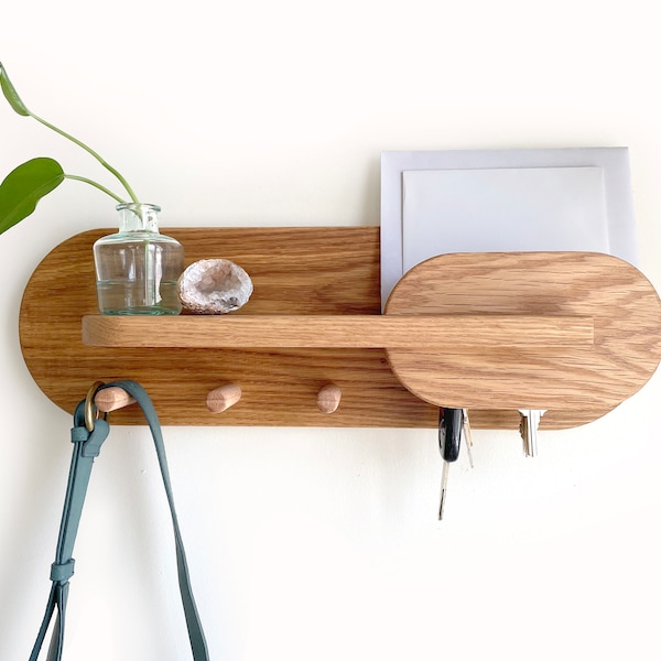 Indeling hal, sleutelhouder, wandkapstok met plank, postorganizer, wit eiken organisator hal voor interieurdecoratie