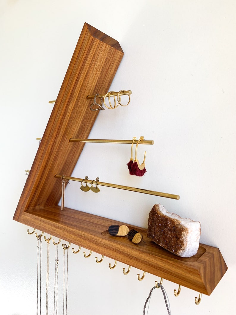 Wall Mounted Bracelet and Ring Exotic Canary Jewelry Organizer Gift for her Floating Jewelry Holder for Necklace Earring