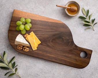 Solid Charcuterie Serving Board, Handmade Hardwood Cheese Board, Modern Organic Design