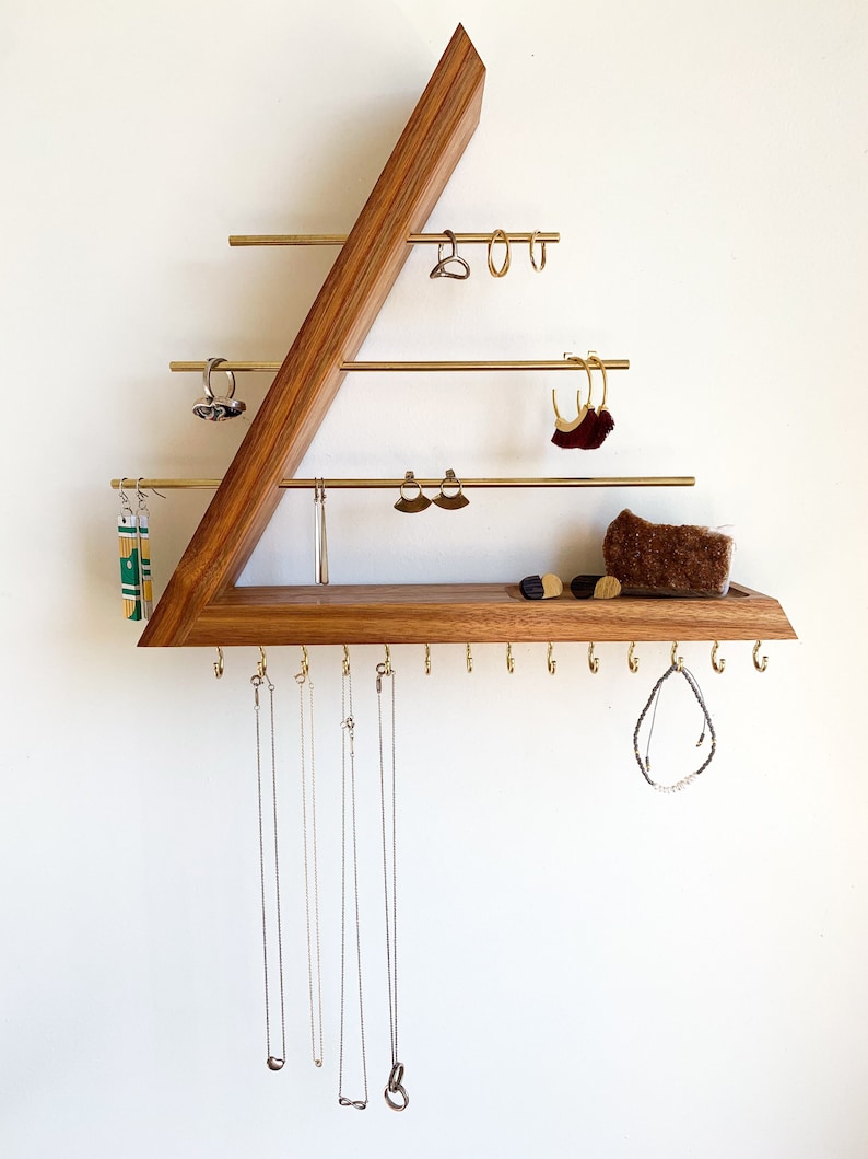 Wall Mounted Bracelet and Ring Exotic Canary Jewelry Organizer Gift for her Floating Jewelry Holder for Necklace Earring