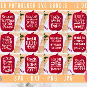Teacher Pot Holder SVG Bundle, Teacher SVG Bundle, Potholder Bundle svg, Baking svg Bundle, Teacher svg, Kitchen Bundle SVG, Kitchen svg