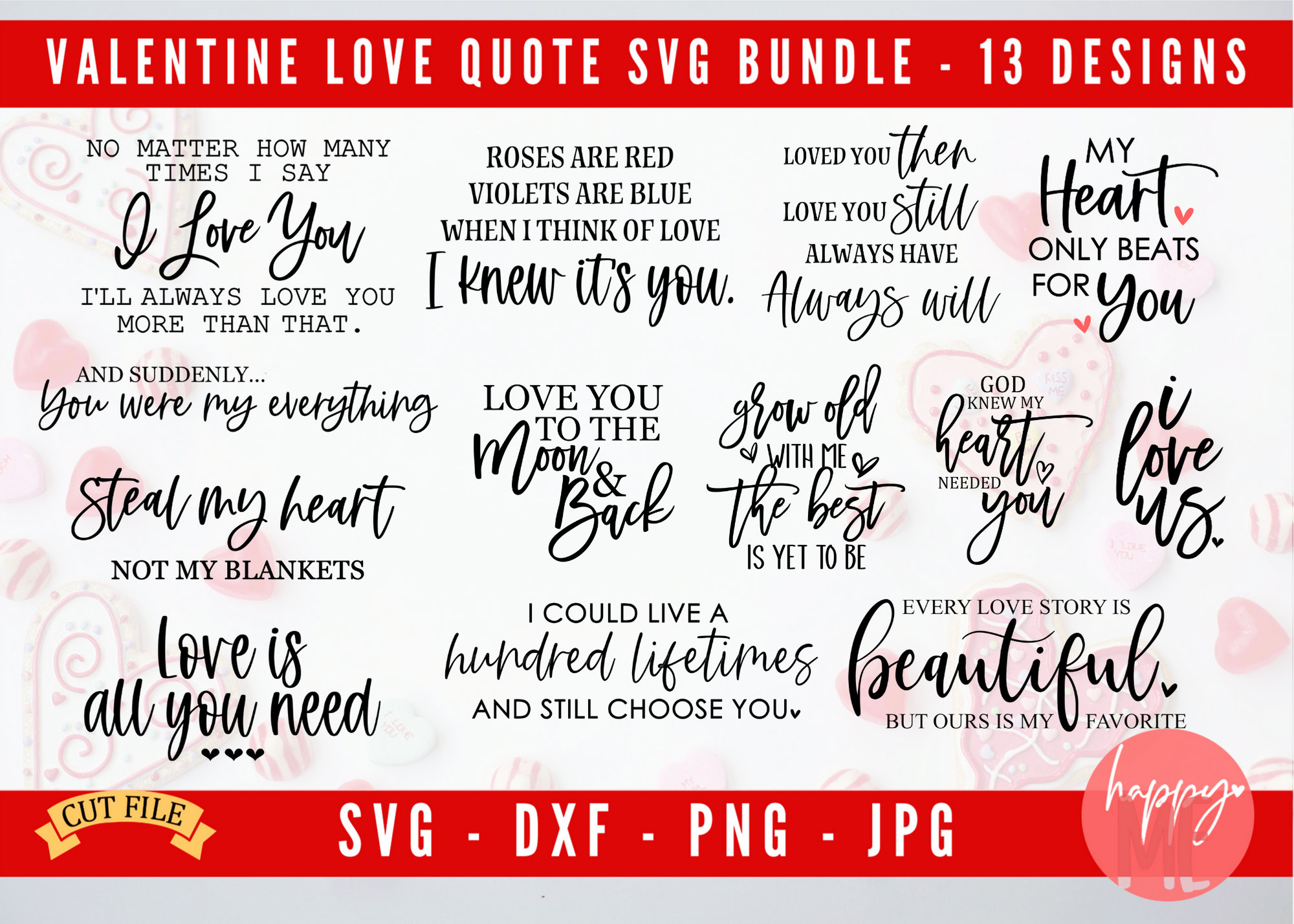 Valentine Quotes Bundle SVG Valentine Bundle SVG Love | Etsy UK