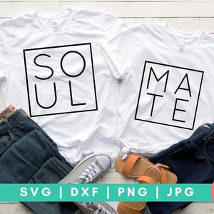 Conjunto de 2 / Alma y Mate SVG, Alma SVG, Pareja Camisa svg, Le pregunté Que dije sí SVG, Esposa y Hubby svg, Camisas de boda svg, dxf y png