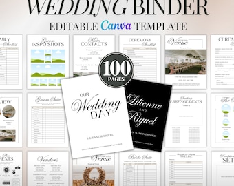 Wedding Binder Template, Wedding Itinerary Template, Editable in Canva Templates, Digital Wedding Planners, Wedding Timelines, Checklists