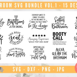 Badezimmer Bundle SVG, Badezimmer Zitat SVG, lustige Badezimmer Zeichen Svg, Toilette SVG, Badezimmer Svg, Dxf und Png Instant Download, schneiden Dateien Bild 1