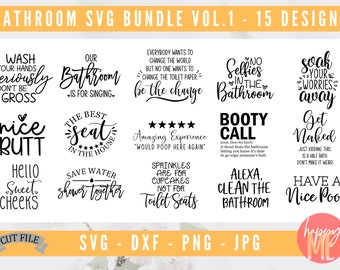 Bathroom Bundle SVG, Bathroom Quote SVG, Funny Bathroom Signs Svg, Restroom SVG, Bathroom Svg, Dxf and Png Instant Download, Cut Files