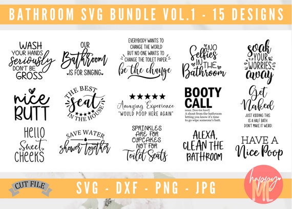 Bathroom Bundle SVG, Bathroom Quote SVG, Funny Bathroom Signs Svg, Restroom SVG, Bathroom Svg, Dxf and Png Instant Download, Cut Files