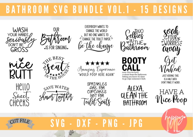 Badezimmer Bundle SVG, Badezimmer Zitat SVG, lustige Badezimmer Zeichen Svg, Toilette SVG, Badezimmer Svg, Dxf und Png Instant Download, schneiden Dateien Bild 1
