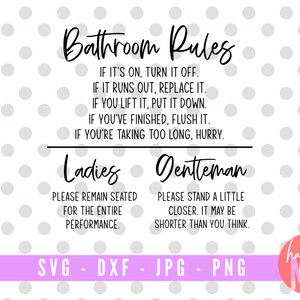Bathroom Rules SVG, Toilet Rules SVG, Restroom Sign svg, Bathroom Signs svg, Funny Bathroom Sayings svg, Bathroom Quotes svg, Restroom svg image 2