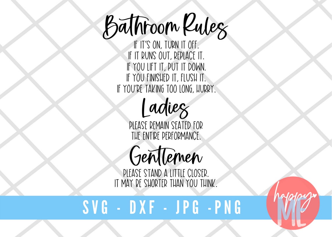 Bathroom Rules SVG Toilet Rules SVG Restroom Sign svg Etsy