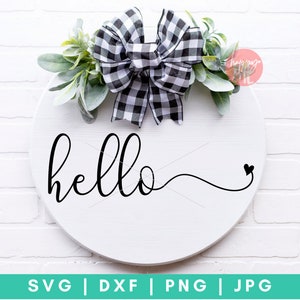 Hello Sign - Archivo de corte digital de inicio - Svg, Dxf, Png y Jpg