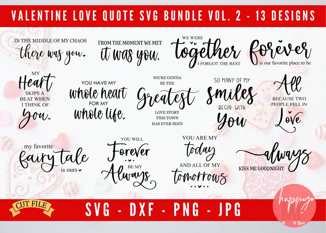 Valentine Quotes Bundle SVG, Valentine Bundle SVG, Love Sayings SVG ...
