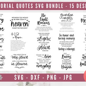 Paquete de citas conmemorativas SVG, letreros para funerales SVG, paquete de citas de duelo SVG, paquete de dichos de duelo SVG, citas de recuerdo SVG, cardenal
