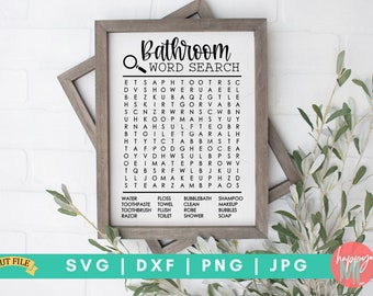 Bathroom Word Search SVG, Word Search SVG, Bathroom Signs svg, Bathroom Rules svg, Crossword svg, Forgot Your Phone svg, Restroom sign svg