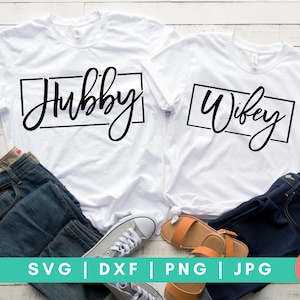 Conjunto de 2 | Marido e esposa SVG, marido e mulher svg, dele e dela svg, camisa de casal svg, futura senhora svg, casamento svg, noiva svg, noivo svg