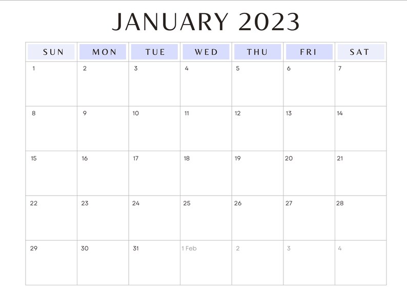 Printable Calendar PDF - Etsy