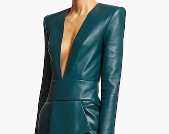 plus size genuine leather dresses