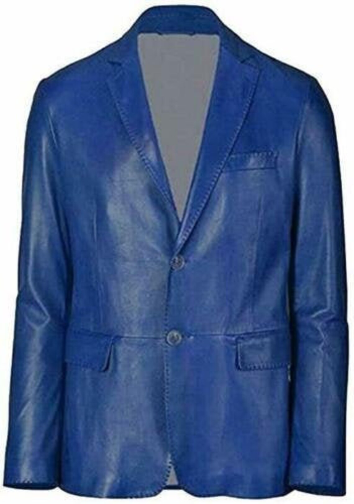 Men's Handmade Blue Leather Blazer Men's Genuine Etsy