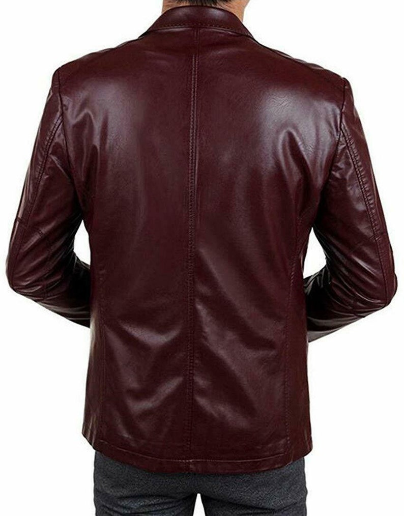 Men's Handmade Burgundy Leather Blazer Men's Genuine | Etsy