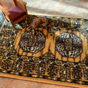 Vintage velvety woven wool dollhouse carpet