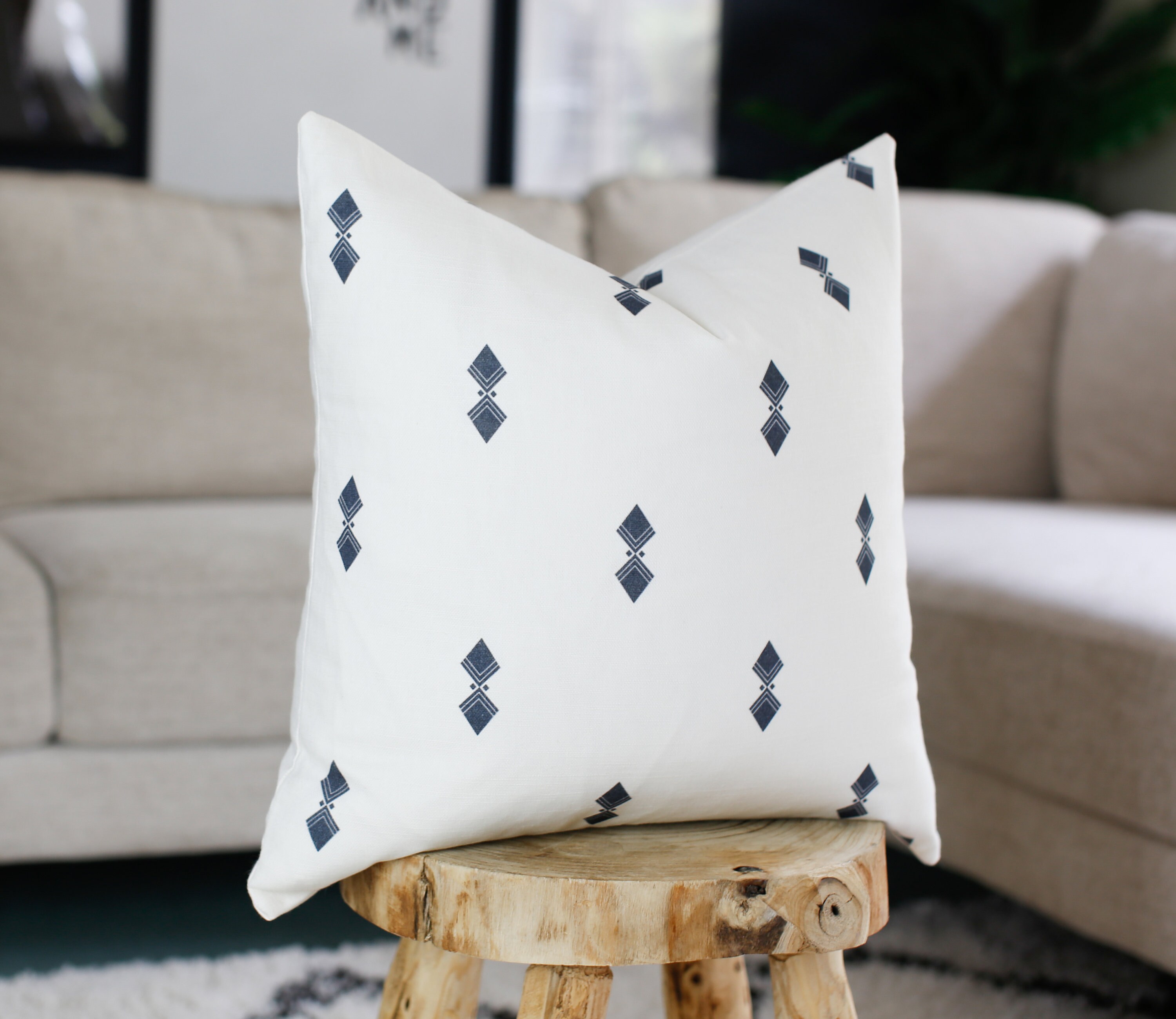 Blue and White Designer Cushion Cover in European Linen Etsy Australia