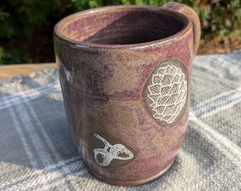 Pinecones and acorns - autumnal handmade ceramic mug