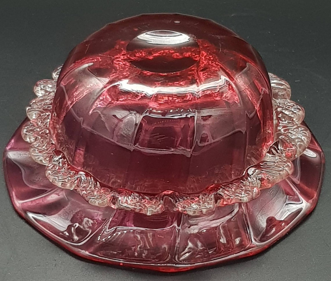 Early Victorian Cranberry Glass Open Sugar Bowl. 1820 1860. Etsy