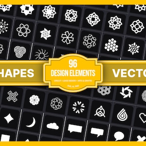 96 Shapes, Shapes BIG BUNDLE Svg, Abstract Vector Shapes, Vector Logos