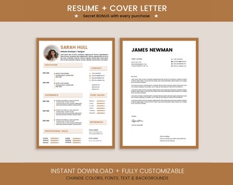 Modern Resume (CV) and Cover Letter Word Templates - Business, Job, Professional