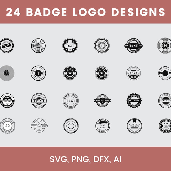 24 Logo badges Svg / Vector badges (EDITABLE) svg / Files for Cricut / Cut Files / Silhouette / Clipart / Vector