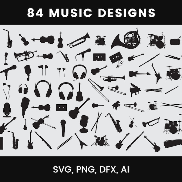 84 Music Instruments Svg / Vector badges svg / Files for Cricut / Cut Files / Silhouette / Clipart / Vector