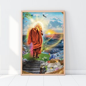 BUDDHIST PRINT - Giclée Print, Buddhism Art, Buddha Prints, Buddhist Poster, Spiritual Art, Buddhist Monk