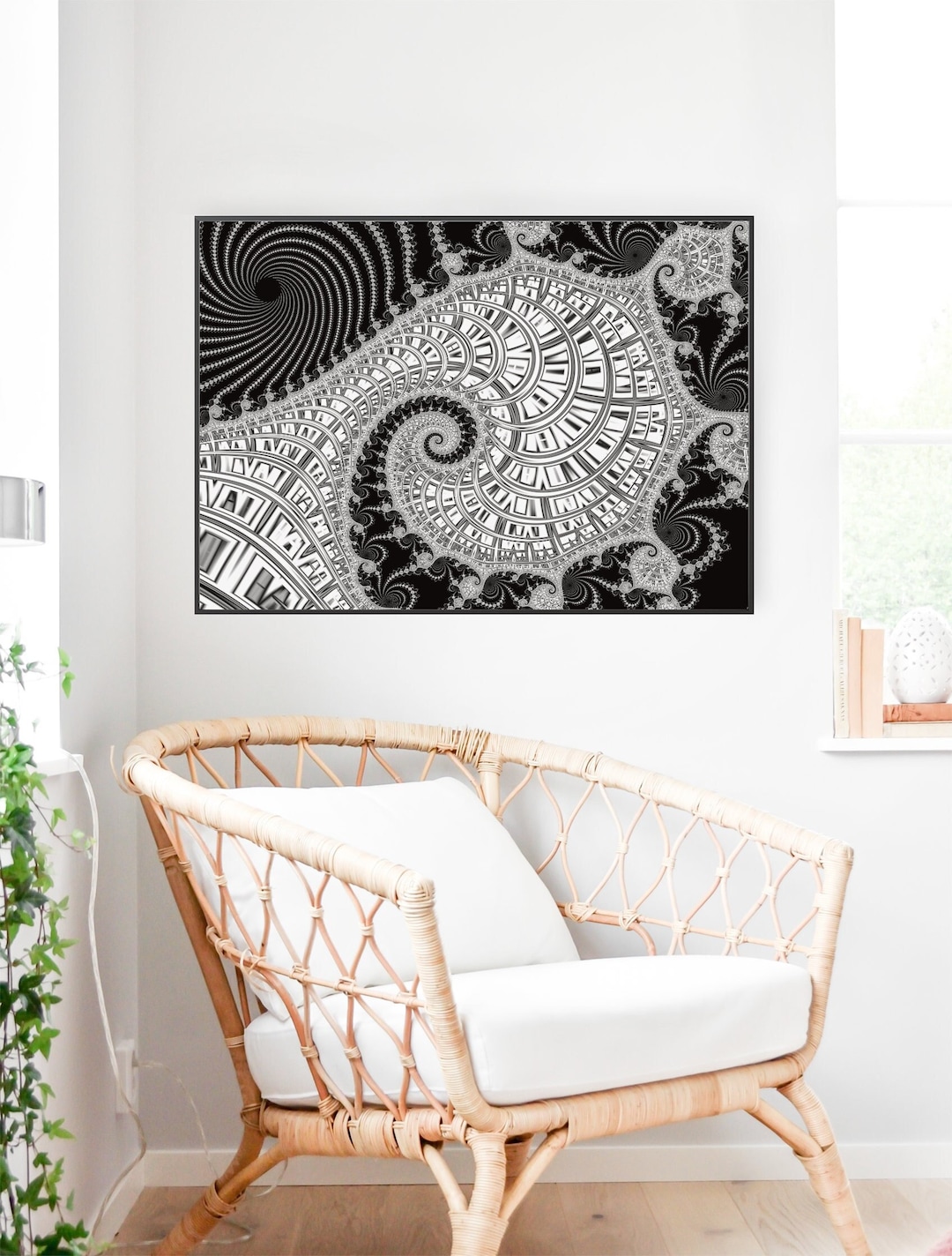 Mandelbrot Fractal Art Print – Black and White Geometry Poster - Etsy