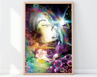 Cosmic Head Giclée Print - Trippy Psychedelic Wall Art
