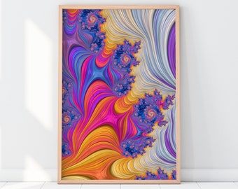 Mandelbrot Fractal Art Print – Psychedelic Geometry Giclée Poster