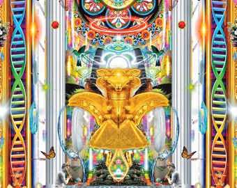 サイケデリックなシャーマニックアートプリント：トリッピーな月