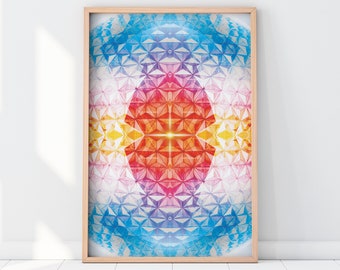 Giclée-tryck med sakral geometri, trippy psykedelisk konstposter