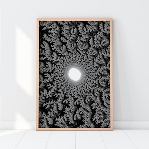 BLACK &WHITE FRACTAL- Giclée Print, Minimal Fractal Art, Mandelbrot Print, Schwarzes Poster, Bnw Art, Fibonnaci Poster