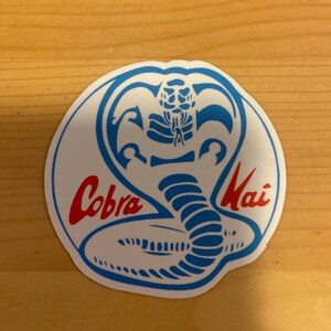Cobra kai karate kid red white blue dojo matte vinyl sticker